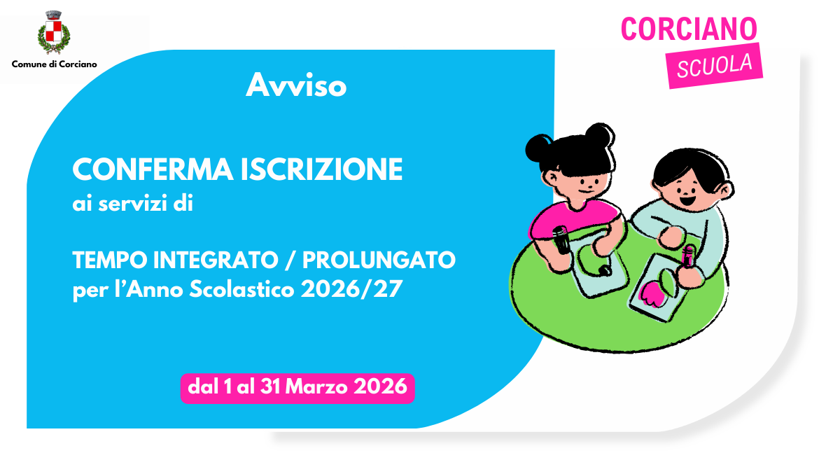 Avviso conferma iscrizione ai servizi di tempo integrato/prolungato per l�A.S. 2026/27