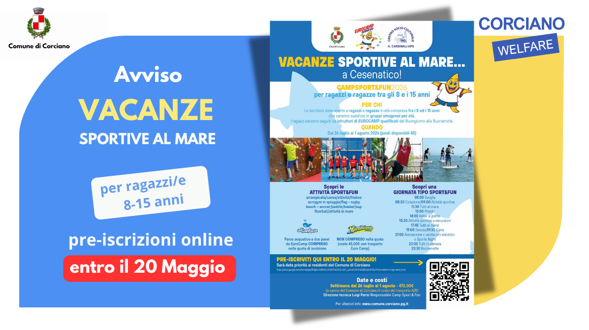 VACANZE SPORTIVE AL MARE a Cesenatico. CampSPORT & FUN 2026 per ragazzi e ragazze tra 8 e 15 anni, dal 26 Luglio al 1 Agosto 2026 � posti limitati