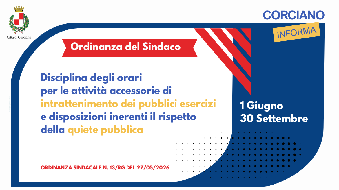 Ordinanza in materia di emissioni sonore e intrattenimenti musicali. Periodo dal 1 giugno al 30 settembre 2026