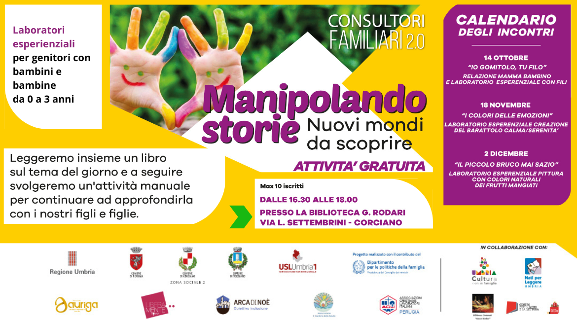 MANIPOLANDO STORIE - Laboratori esperienziali GRATUITI per genitori con bambine e bambini da 0 a 3 anni.