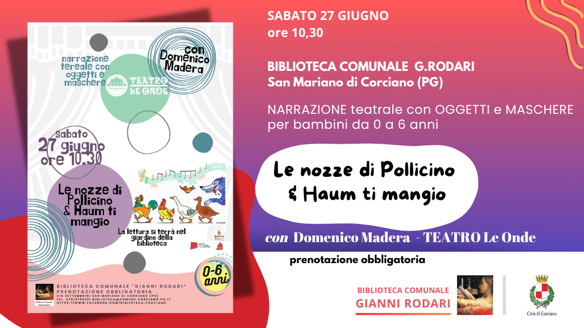 Le nozze di Pollicino & Haum ti mangio  Narrazione teatrale con Domenico Madera e Teatro Le Onde