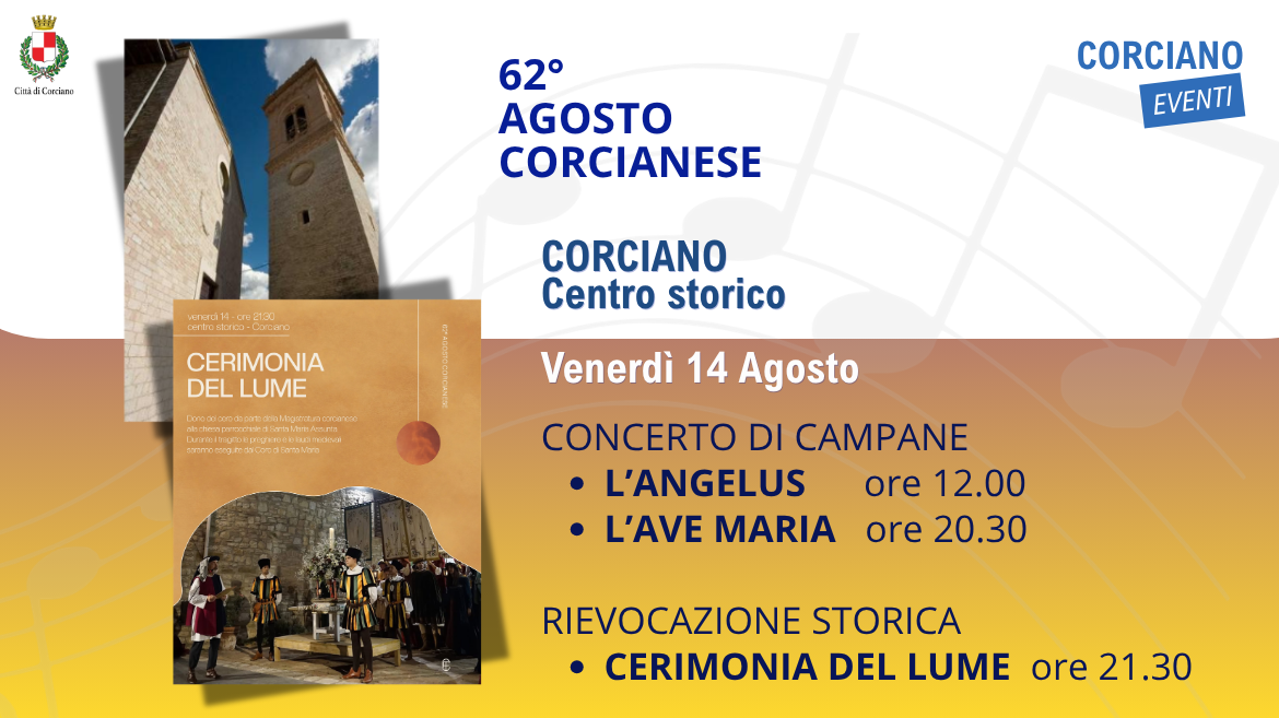CONCERTO DI CAMPANE e CERIMONIA DEL LUME  in onore di Santa Maria Assunta